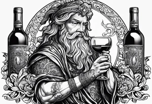 Baco the god drinking wine tattoo idea