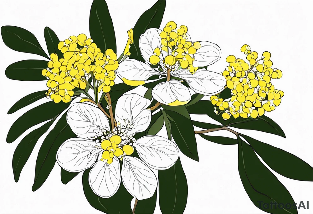 national Australian flower (waratha or the golden wattle), simple/not to detailed, placed to be able to extend a whole bouquet tattoo idea