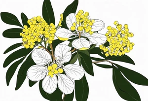 national Australian flower (waratha or the golden wattle), simple/not to detailed, placed to be able to extend a whole bouquet tattoo idea