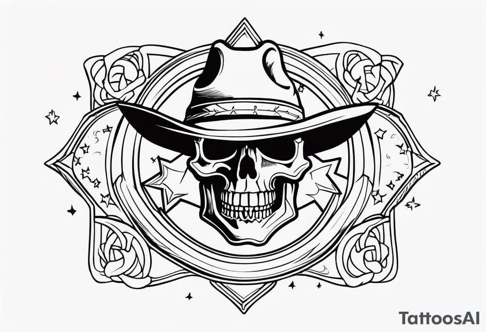 cowboy skeleton star belt tattoo idea