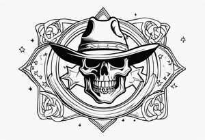 cowboy skeleton star belt tattoo idea