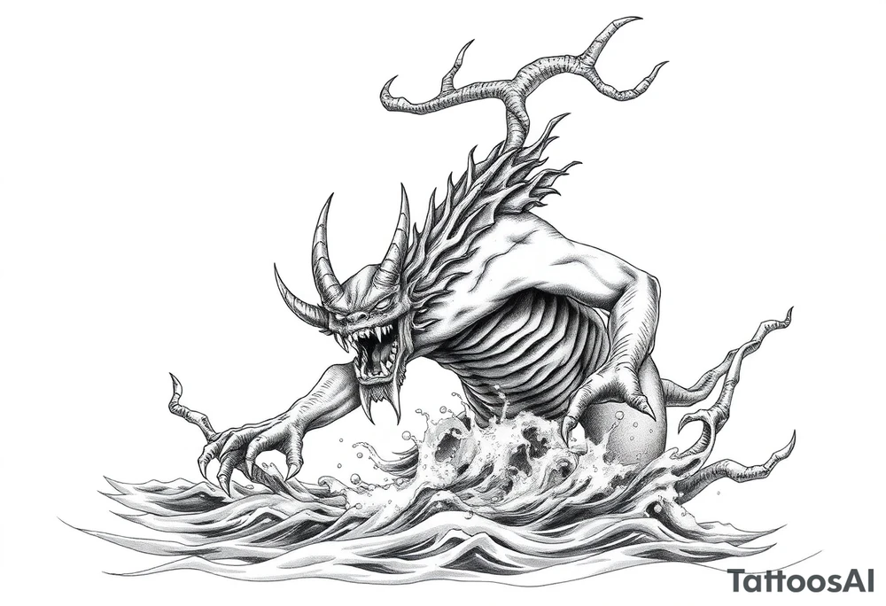 water-demon rise up out of the river. tattoo idea