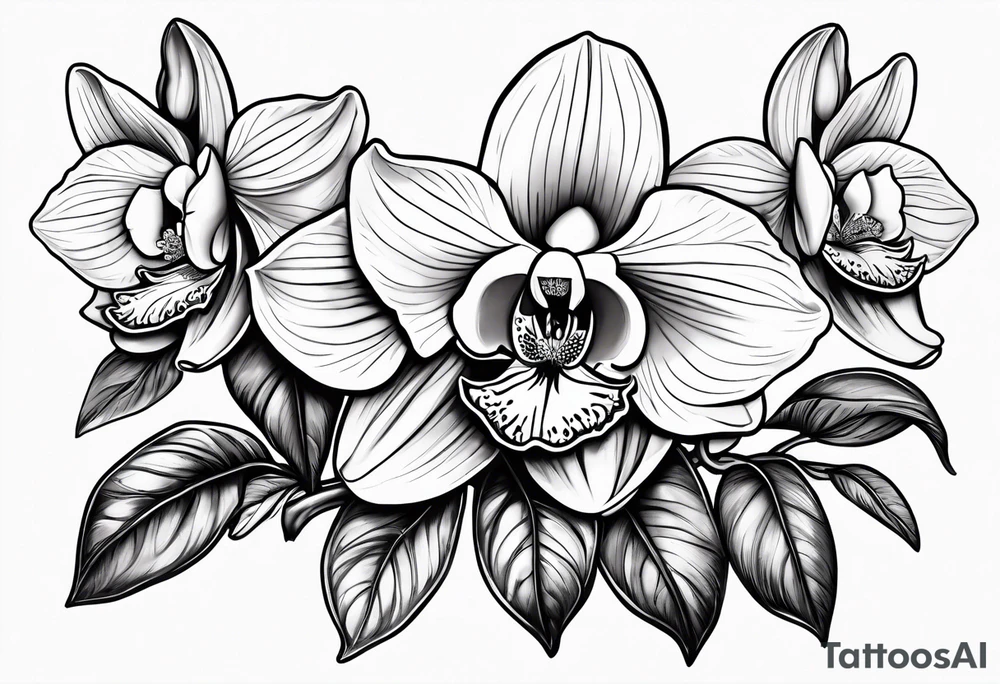 Orquídea olho de boneca e Bougainvillea com pouca sombra tattoo idea