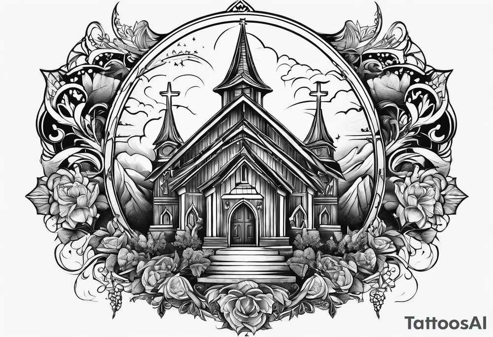 Valhalla word church tattoo idea