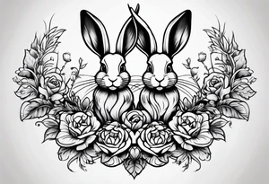 two opposite bunnies 
 american traditional tattoo idea
