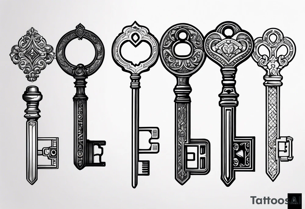 a very little set of keys just lines for a tattoo no bigger than 3cm tattoo idea