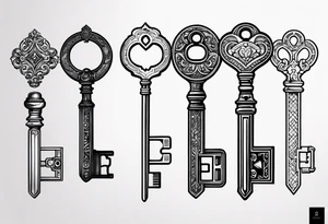 a very little set of keys just lines for a tattoo no bigger than 3cm tattoo idea