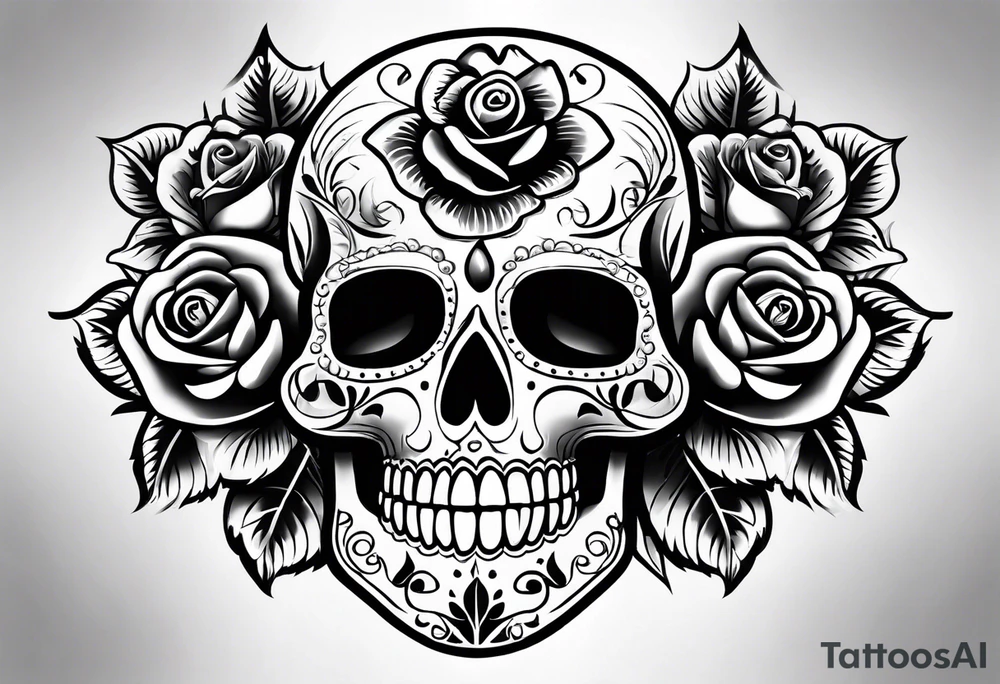 Sugar skull with a rose tattoo idea