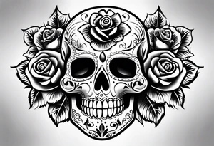 Sugar skull with a rose tattoo idea
