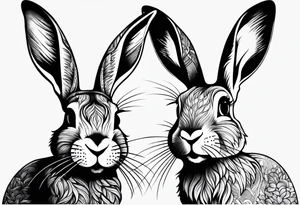two opposite bunnies tattoo idea