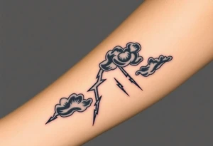 Black dark storm clouds with lightning bolts tattoo idea