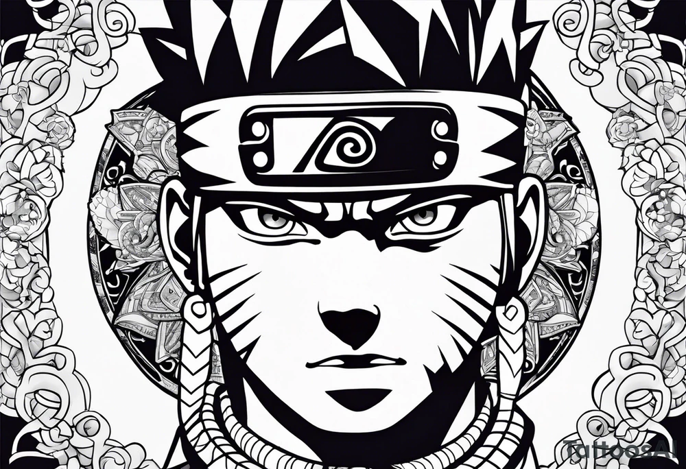 A naruto headband with the letters AR in the middle tattoo idea
