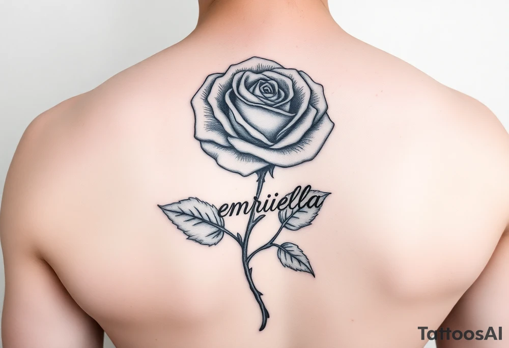rose with a name emriella for the stem tattoo idea