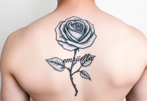 rose with a name emriella for the stem tattoo idea