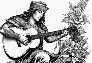 Armor of God with guitar tattoo idea