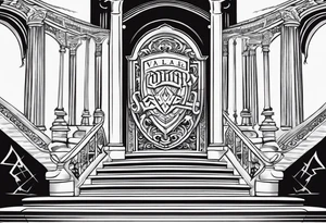 Valhalla  sword shield stairs tattoo idea