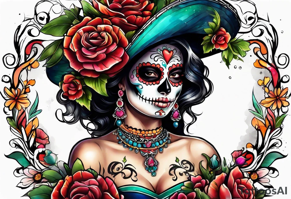 Mexico day of dead tattoo idea