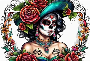 Mexico day of dead tattoo idea