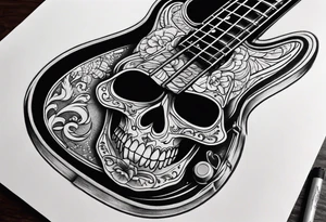 Skull bass guitar tattoo idea