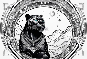 cosmic spiritual archway panther constellation tattoo idea