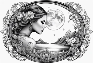 Pisces, feminine, book loving, moon & sun, tattoo idea