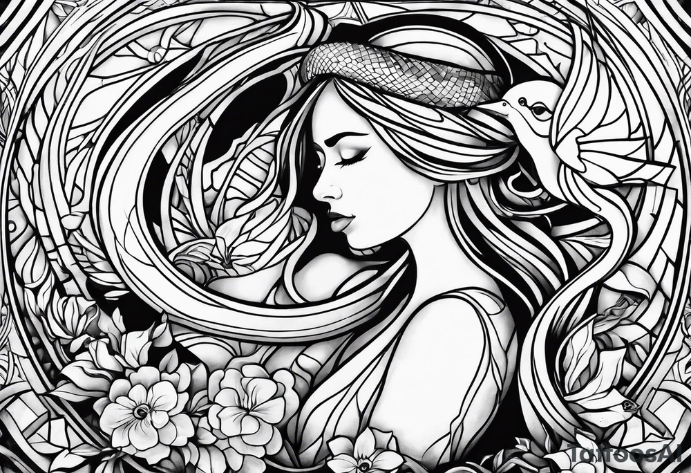Snakes and doves tattoo idea