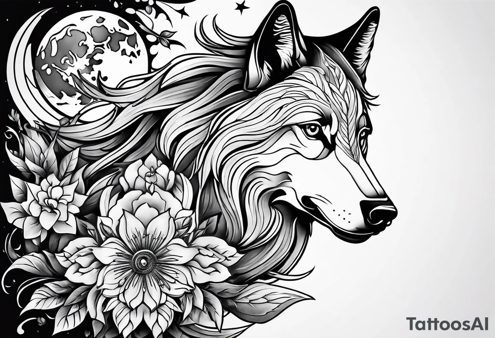 Cheval et loup tattoo idea