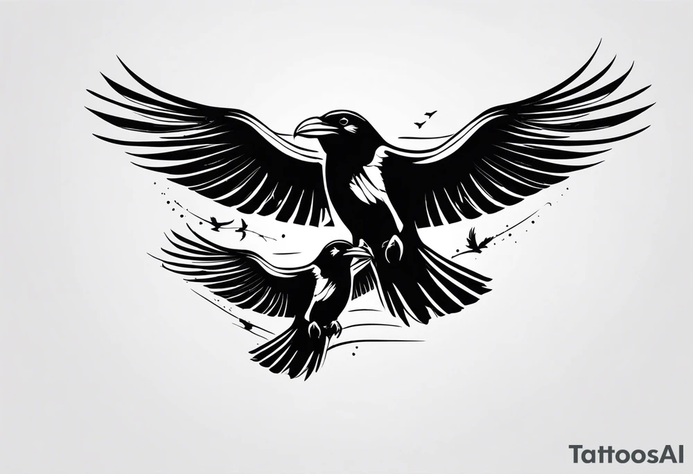 4 ravens flying tattoo idea