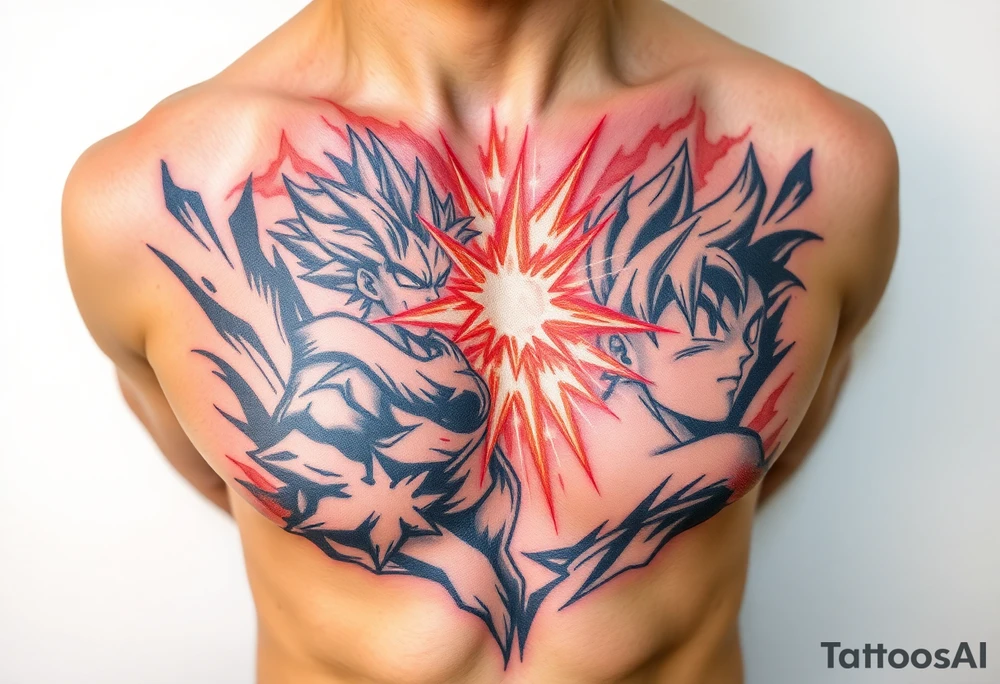 legendary dragonball z scene with energy aura and power effects tattoo idea