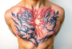 legendary dragonball z scene with energy aura and power effects tattoo idea