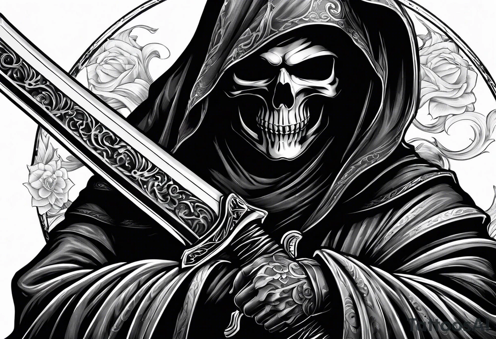 grim reaper with katana tattoo idea