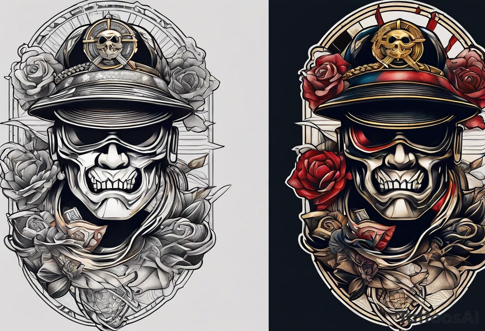 United States Marine and Samurai tattoo idea