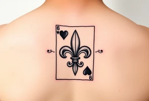 6 of hearts card with fleur de lis as the hearts tattoo idea