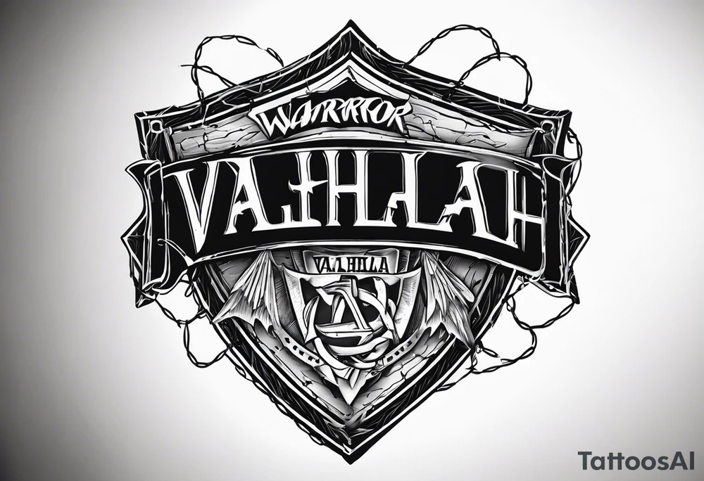 Wounded warrior valhalla shield barb wire tattoo idea