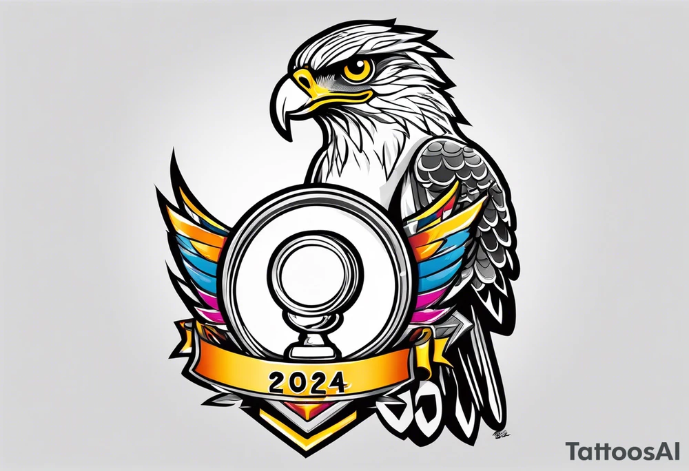 Hawk holding a trophy 2024 tattoo idea