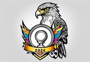 Hawk holding a trophy 2024 tattoo idea