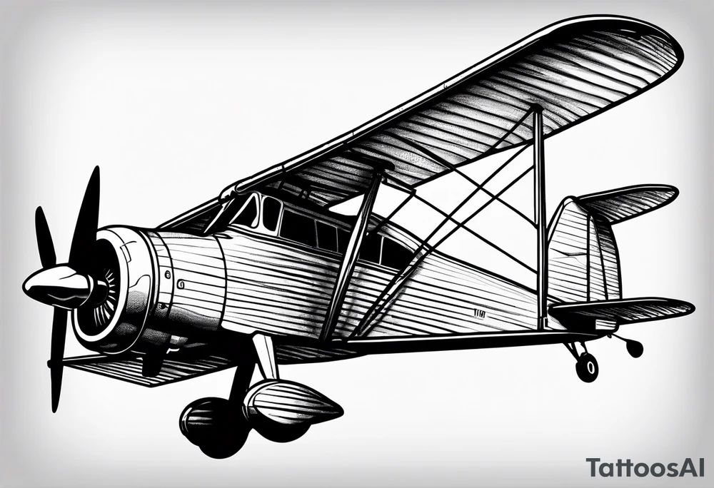 sketch of adventure plane in perspective from the bottom tattoo idea
