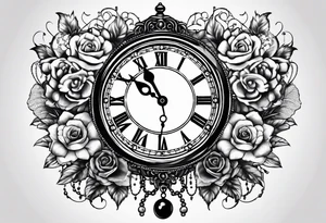 2 heads, timeless clock, rosary tattoo idea
