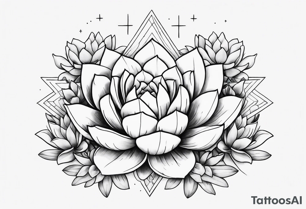 fine line with sun, stars, floral, dots, three succulents
. Sternum tattoo grey scale shading tattoo idea