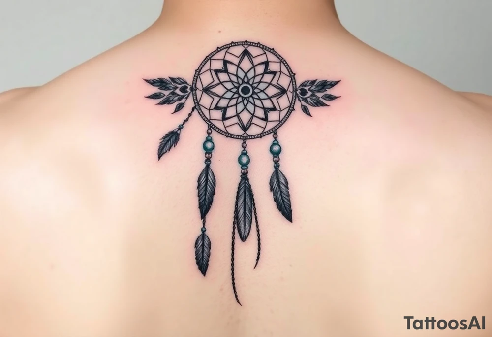 native dreamcatcher with flowing feathers and sacred beads tattoo idea native dreamcatcher with flowing feathers and sacred beads tattoo idea