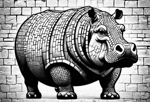 Hippo making brick wall tattoo idea