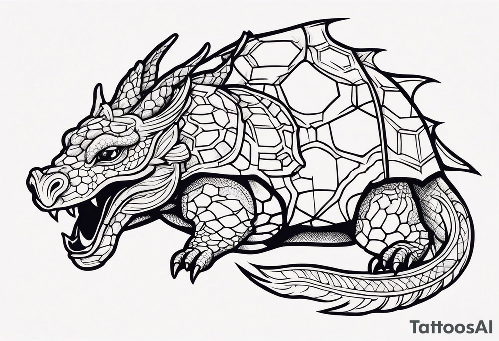 dragon with turtle shell tattoo idea