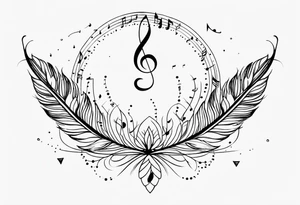 Feather Mandala tattoo with small music notes tattoo idea