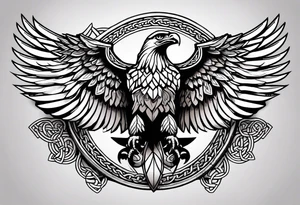 Simple celtic Eagle with wings spread upwards linework tattoo idea