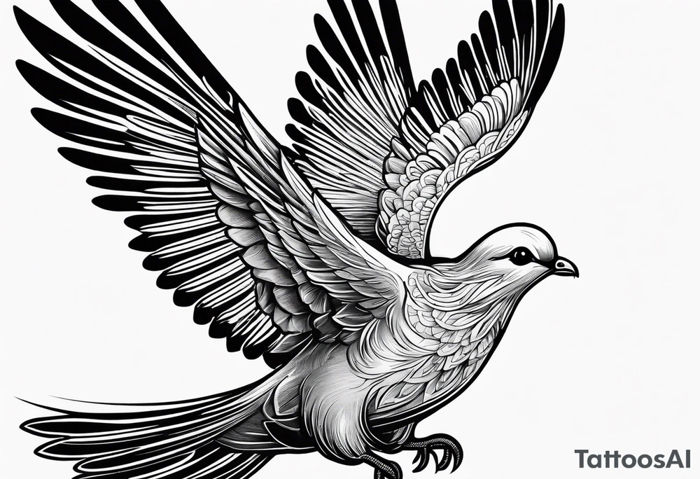 Dove in rays of light tattoo idea