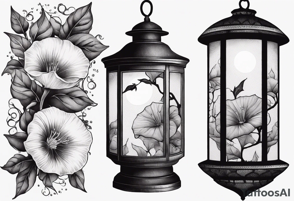 Lantern with Morning Glories tattoo idea