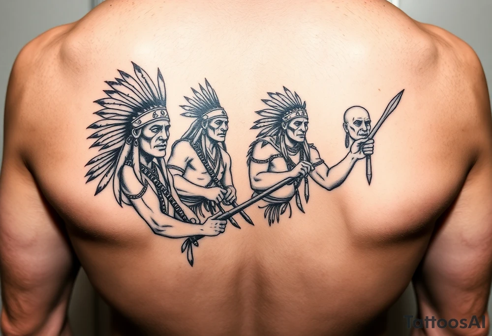 Native American warriors preparing for battle tattoo idea