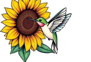 Hummingbird near a sunflower tattoo idea