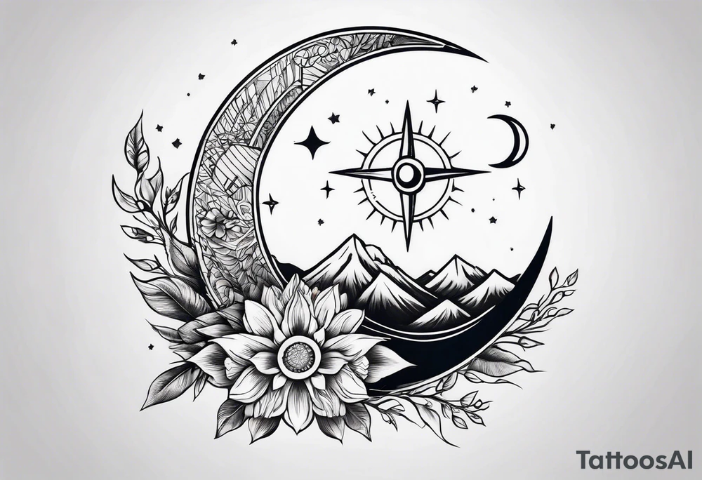 elegant dainty spiritual moon sun arrow spine tattoo tattoo idea
