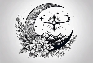 elegant dainty spiritual moon sun arrow spine tattoo tattoo idea